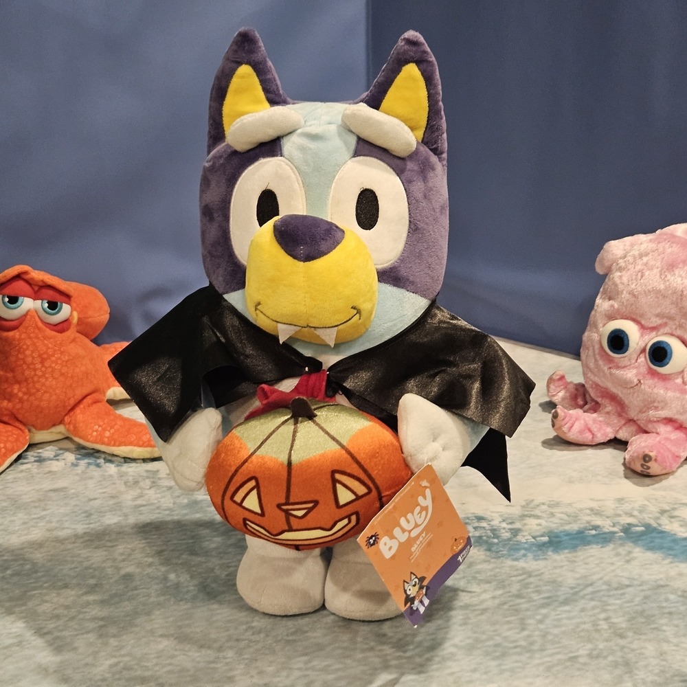 Bluey Vampire Pumpkin Plush Greeter 18" Halloween Decor 2024 NWT